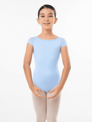 trusa de ballet Star azul claro para niña con mangas