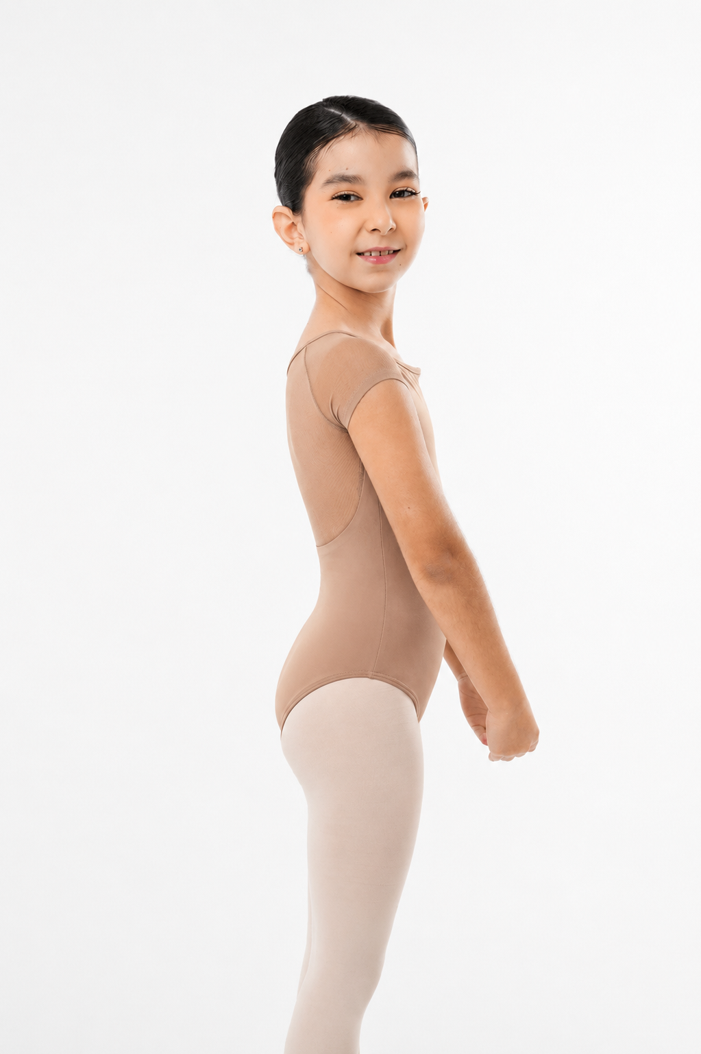 trusa de ballet Star azul claro para niña con mangas